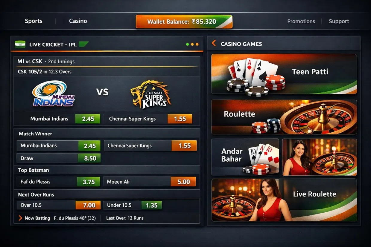 FairPlay ID dashboard with sports and casino markets on fairplayexchid.net