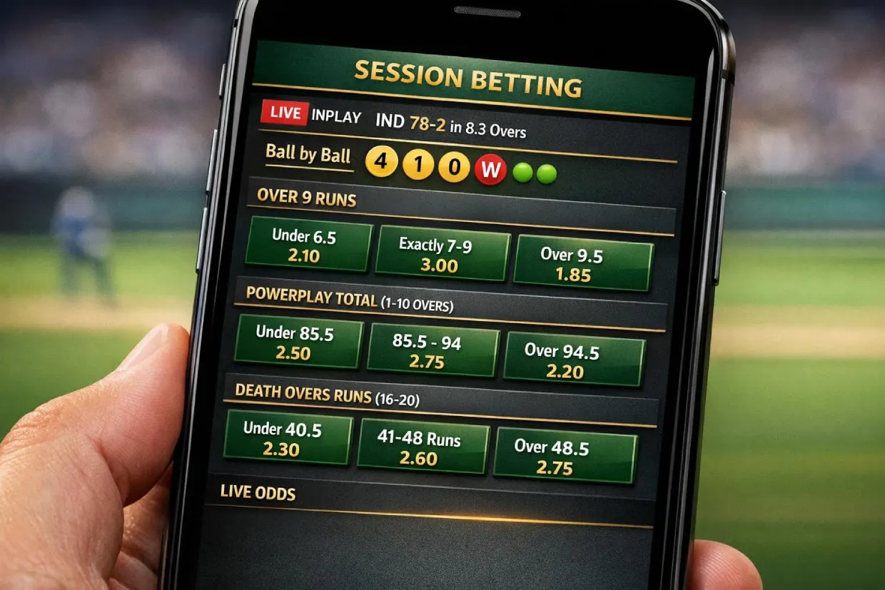 Cricket session betting markets through your Online Cricket Betting ID on fairplayexchid.net